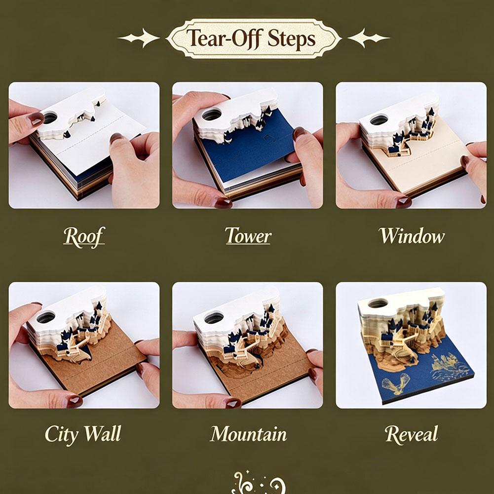 Tear-off steps: roof, tower, window, city wall, mountain, reveal