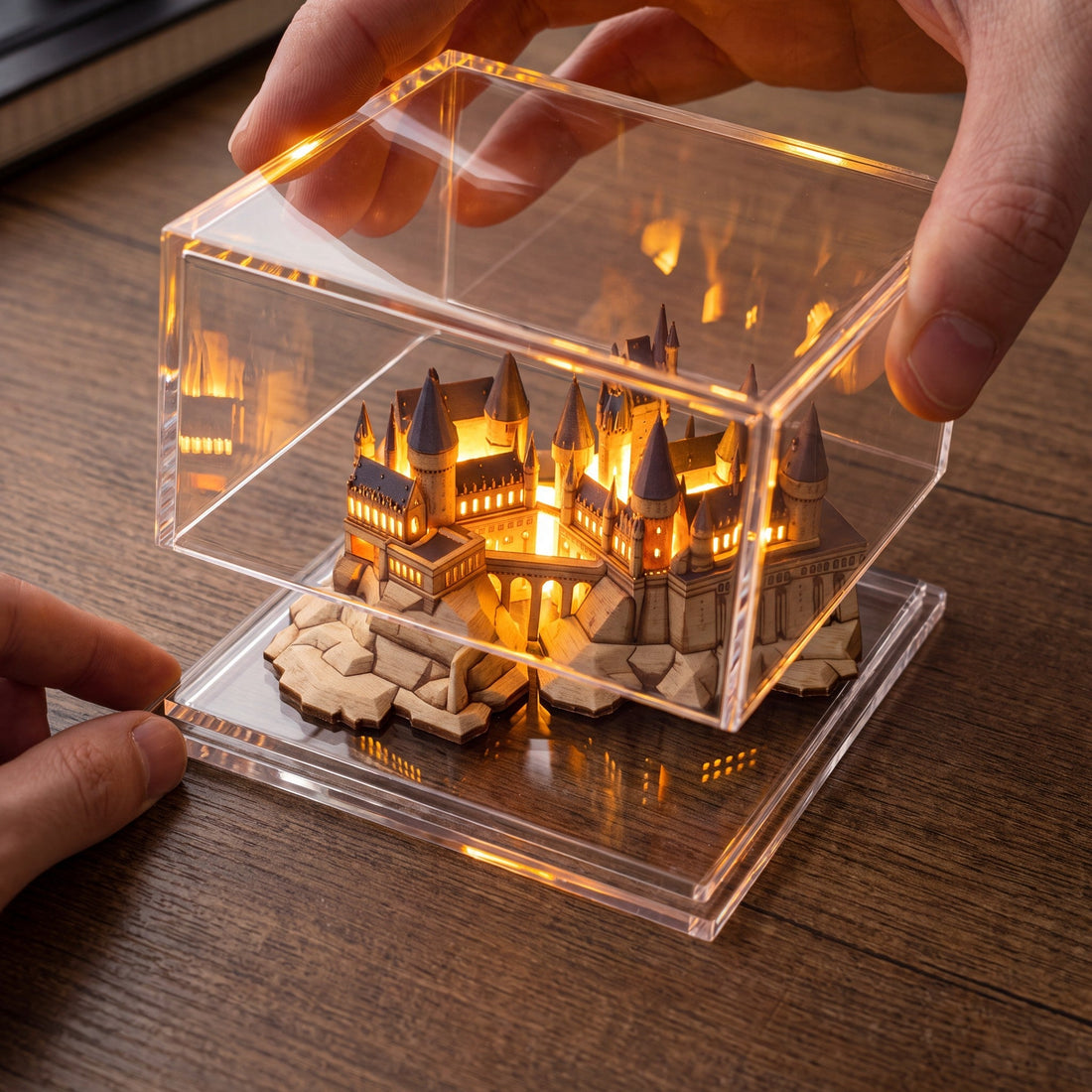Calendar inside its acrylic display case