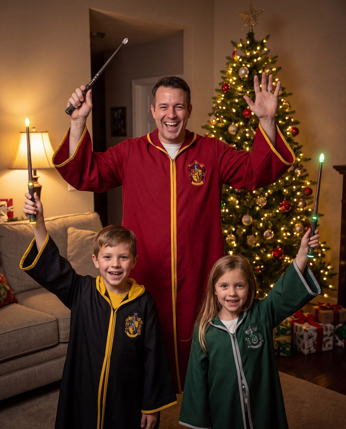All 5 lives gone: dad’s wand goes dark and he’s out while the kids celebrate